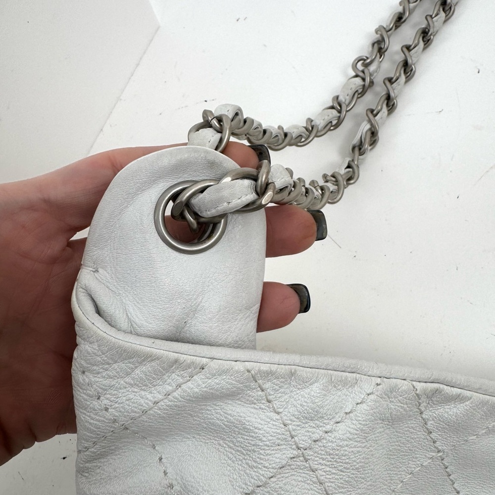 Chanel White Leather Rare Runway Archived Shoulder Bag w/Silver Hardware - Picture 13 of 17